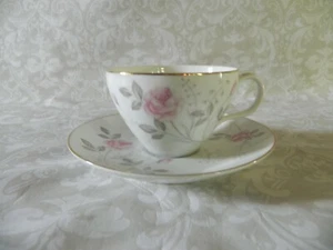 Valmont China Angela Pattern Cup and Saucer Pink Roses Gold Trim Vintage Japan - Picture 1 of 9