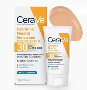 CeraVe feuchtigkeitsspendender mineralischer Sonnenschutz LSF 30 transparente Gesichtstönung - 50 ml UK-Bestand - Bild 1 von 2