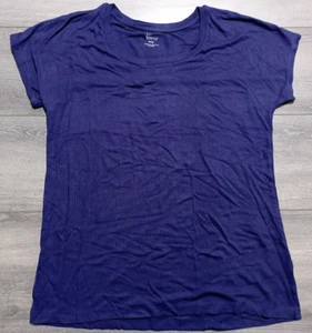 Felina Ribbed Shirt Adult Womens Medium Blue Short Sleeve Casual - Picture 1 of 5