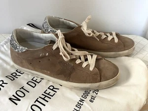 GOLDEN GOOSE Super-star Sneakers Brown Suede w Stars sz 38 AU 8 RRP $875 [ap - Picture 1 of 10