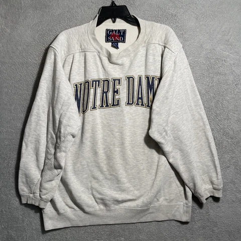 Vtg Notre Dame Sweatshirt NCAA Galt Sand Adult Medium Gray Long Sleeve Pullover Cover