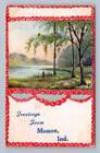 Greetings From Monon Indiana Antique White County Cover Postcard Cancel 1910