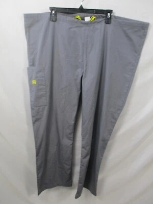 Wonder Wink Womens Scrub Pants 2X Gray Drawstring Pocket Straight Leg Polyester  - Image 1 of 4