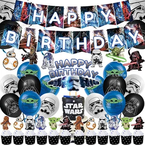 Juego de globos decoración fiesta cumpleaños niños Star Wars tirar bandera adorna pasteles - Imagen 1 de 12