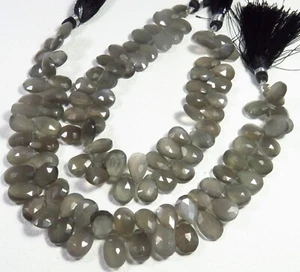 Natural Moonstone Grey Pear Gemstone Faceted Beads 8"strand 9-12 mm LC-1124 - Picture 1 of 6