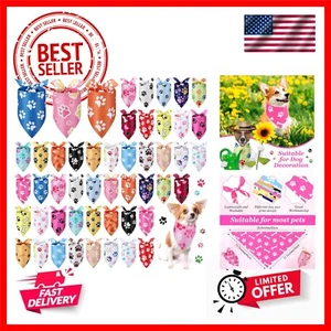 50 Pieces Paw Print Dog Bandanas Bulk Dog Bandanas for Pets Triangle Kerchief... - Picture 1 of 8
