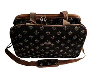 American Flyer Fleur De Lis Wheeled duffle Brown rolling luggage - Picture 1 of 12