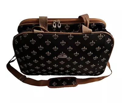 American Flyer Fleur De Lis Wheeled duffle Brown rolling luggage - Image 1 of 4