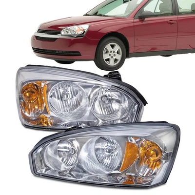Headlights Pair Right Left Set Halogen Fits 2004-2008 Chevy Malibu - Image 1 of 4