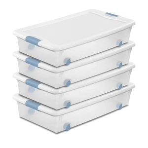 Sterilite 56 Quart Latching Stackable Wheeled Storage Container w/ Lid, (4 Pack) - Picture 1 of 12