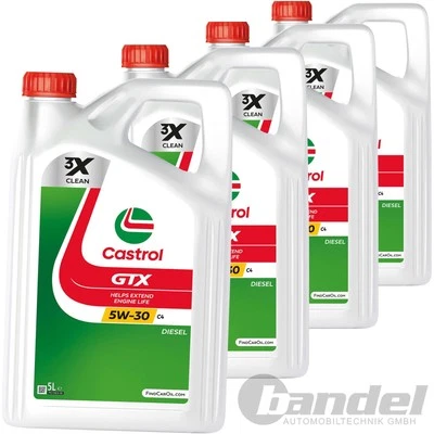 4x5L CASTROL GTX 5W-30 C4 MOTORÖL passend für MB 226.51 RENAULT RN 0720 ACEA C4 - Bild 1 von 4