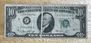 USA - Serie 1974 10,00 $ Federal Reserve Schein (großer Dachrinnenfalz) - Bild 1 von 2