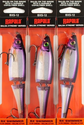 (LOTE DE 3) NADADOR RAPALA BX 4-3/4" 3/4OZ BXS12PDS PÚRPURA CP2376 Foto 1 de 2