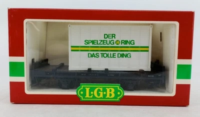 LGB 4003 SR FLAT CAR W/  CONTAINER OB - Image 1 of 2