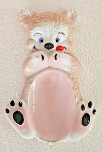 Anillo de baratija o plato vintage de cerámica con cuchara de oso de peluche - pintado a mano - Imagen 1 de 3