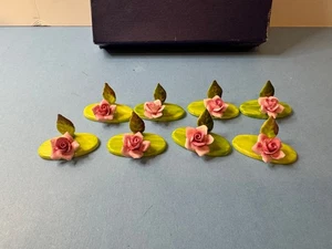 Crown Staffordshire 8 Porcelana Hueso Fino China Flor Placcard Portatarjetas En Caja - Imagen 1 de 13