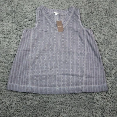 Camisa J Jill Pure Jill para mujer pequeña azul sin mangas cuello en V algodón texturizado nueva con etiquetas Foto 1 de 4