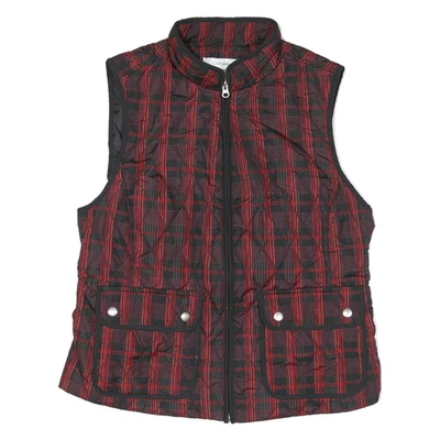 CROFT & BARROW Mens Black & Red Checked Quilted Waistcoat L Polyester Blend - Image 1 of 4