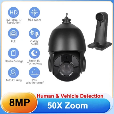 4K 8MP PoE Security Camera 50X Zoom PTZ Auto Tracking Outdoor 2-Way Audio IP66 - Image 1 of 4