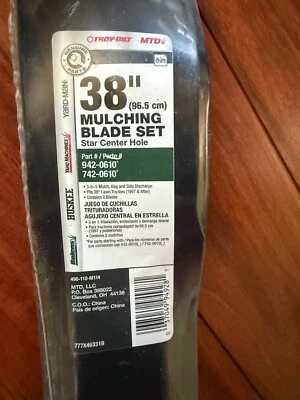Juego de cuchillas de acolchado Troy-Bilt MTD 38" genuino 942-0610 742-0610 cortacésped central estrella Foto 1 de 3