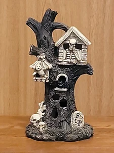 Halloween Baumhaus Figur Skelett Grabstein Batterie 4 Farben LED Lichter 11" - Bild 1 von 12