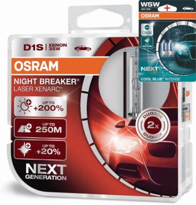 Osram D1S 12/24V 35W XENARC NIGHT BREAKER LASER +200% 2Stk.+W5W Blau - Bild 1 von 3