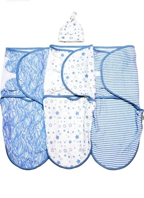 Swaddle ajustável para bebê pacote com 3 - BABYKINZ - Tamanho 0-3 meses - Azul - - Imagem 1 de 4