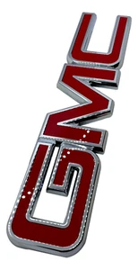 99-06 GMC Sierra 1500 2500 3500 Front Billet Grille Emblem 2-Tone red/Polished - Foto 1 di 3