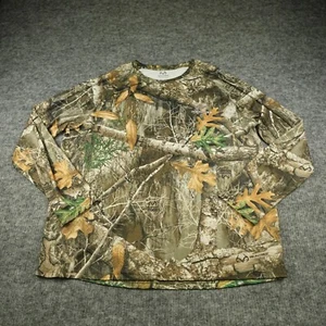 Realtree T-Shirt Mens 2XL Camo Green Long Sleeve Performance Hunting Hunter Deer - Picture 1 of 9