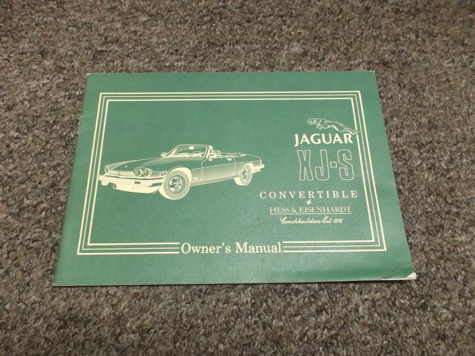 1986 1987 1988 Jaguar XJ-S XJS Hess Eisenhardt Conversível Manual do Proprietário Original - Imagem 1 de 1