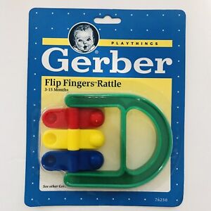 Vintage 1991 Gerber Baby Toy Playthings Flip Fingers Rattle 76250 3-15 Months