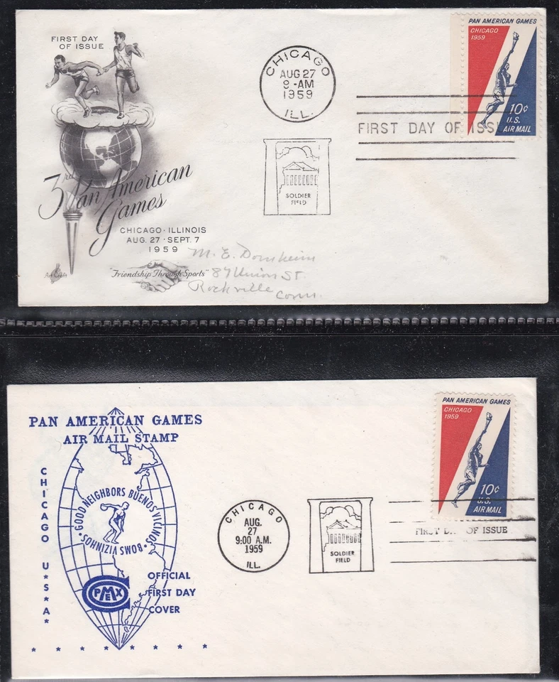 USA 1959 2 FIRST DAY COVERS PAN AMERICAN GAMES WITH CACHETS - Image 1 of 1