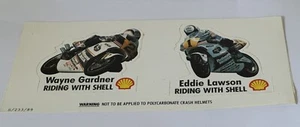 VINTAGE EDDIE LAWSON & WAYNE GARDENER RIDING WITH SHELL STICKERS - Picture 1 of 3