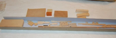 VINTAGE 1945 MONOGRAM BALSA WOOD MODEL KIT B1 LST 608 LANDING SHIP MISC PART LOT - Image 1 of 4
