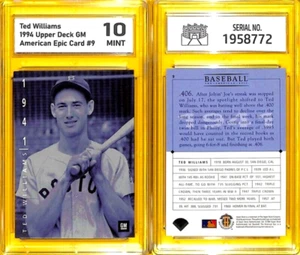 Ted Williams 1994 Upper Deck GM American Epic Card #9 GRADED 10 #Z - Picture 1 of 1