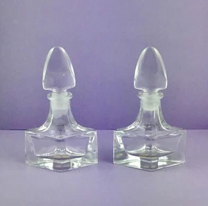 Bohemia Glass Czech Crystal Perfume Bottle And Stopper Vintage Art Deco Clear X2 - Picture 1 of 10