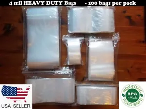 100 bolsas de plástico polivinílico transparente con cierre de cremallera de 4 mil DE ALTA RESISTENCIA con cierre superior cremallera - Imagen 1 de 2