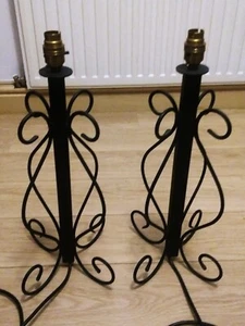 2x table lamps metal large handmade decrative painted black brass fittings - Picture 1 of 24