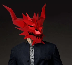 3D Paper Mask Pre-cut Devil Cosplay Halloween Paper Model Head Mask - Picture 1 of 6