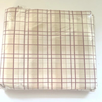 UTICA Selected Irregular Queen Flat Sheet Plaid Red Tan Cream WestPoint Home NEW - Image 1 of 4