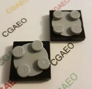 2X Lego 3680c02 Turntable 2X2 Plate with LIGHTBLUISHGRAY Top (3680 / 3679) BLACK - Imagen 1 de 1