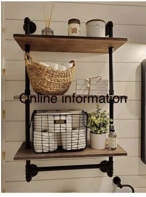 Industrial Pipe Wall mounted Shelving 24” 3 Tiers - Image 1 of 4