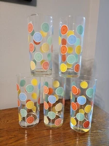 Fiestaware Coordinates Glass Tumblers Dots (set of 5) Excellent Condit. Fiesta - Picture 1 of 10
