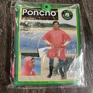 Vintage Academy Broadway Vinyl Poncho w/ Hood 50 x 80” Neon Pink Rain Coat New - Picture 1 of 6
