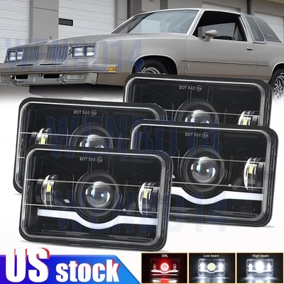 4PCS 4x6" LED Headlights Hi/Lo Beam DRL For 1976-1988 Oldsmobile Cutlass Supreme - Image 1 of 4