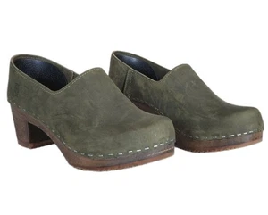 Sandgrens Bridget Closed-Back Clogs Olive Nubuck Women's US 9 - 9.5 (EU 40) - Picture 1 of 15