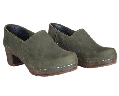 Sandgrens Bridget Closed-Back Clogs Olive Nubuck Women's US 9 - 9.5 (EU 40) - Изображение 1 из 4