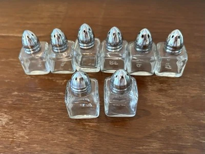 Set of 8 Mini Salt and Pepper Shakers, 0.5 Oz Glass Cube Body - Image 1 of 4