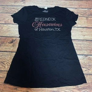 Kavio Redneck Housewives of Houston, TX Black Embellished T-Shirt Women's Medium - Picture 1 of 9
