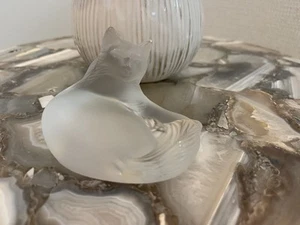 Vintage Retired Lalique Crystal Happy Cat Figur Paris, France, Signed - Bild 1 von 9